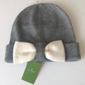 Kate Spade Accessories | Kate Spade Colorblock Bow Beanie Hat | Color: Gray/White | Size: Os