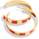 J. Crew Jewelry | Jcrew New Gold And Red Enamel Stripe Hoops | Color: Gold/Red | Size: Os