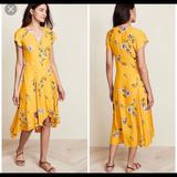 Free People Dresses | Free People Yellow Floral Midi Dress | Color: Yellow | Size: M