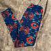 Lularoe Pants & Jumpsuits | Lularoe Os Blue Pattern Leggings | Color: Blue/Red | Size: Lularoe One Size