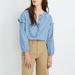 Madewell Tops | Madewell Denim Collarless Ruffle-Sleeve Shirt | Color: Blue | Size: Xxs