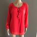 Michael Kors Tops | Michael Kors Blouse Sz S Orange Coral Long Sleeve | Color: Red | Size: S