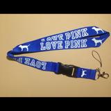 Pink Victoria's Secret Accessories | Love Pink Lanyard Keychain Id Holder Blue White | Color: Blue/White | Size: Os