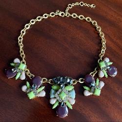 J. Crew Jewelry | J. Crew Multicolor Gems Statement Necklace Choker | Color: Gold/Purple | Size: Os