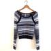 Free People Sweaters | Free People Knit Striped Sweater Scoop Neck | Color: Blue/Gray | Size: S