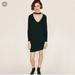 Zara Dresses | Hunter Green Zara Knit Deep V Choker Sweater Dress | Color: Green | Size: S