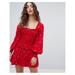 Free People Dresses | Free People Red Two Faces Ruched Waist Dress | Color: Red | Size: Various