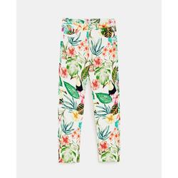 Zara Jeans | Hi-Rise Float Print Trousers | Color: Green/Pink | Size: 10