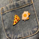 Urban Outfitters Jewelry | Cracked Egg And Pizza Pins | Color: White/Yellow | Size: Os