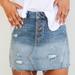 Free People Skirts | Free People Denim Distressed A-Line Skirt Nwt | Color: Blue | Size: 30