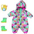 Zapf Creation 830086 BABY born Deluxe Matschhose Set 43 cm - bunter Puppenoverall Overall mit Gummistiefeln und Gießkanne