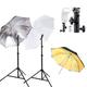 3 Color Photography Umbrella Kit with 2 x Light Stand Flash Holder Bracket Mount Stand Kit 33" Soft White Umbrella Silver Gold Reflective Umbrella for Video Studio Photo Shooting Portrait Photography