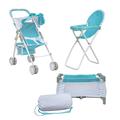 Olivia's Little World 3-in-1 Doll Pushchair Stroller, Doll High Chair & Cot Set OL-00013