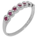 925 Sterling Silver Genuine Natural Ruby Womens Eternity Ring - Size M