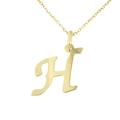 Lucchetta - 9ct Yellow Gold Letter H Initial Name Pendant Necklace 17.7 inch (45cm), Ladies Womens Girls Italian Alphabet Necklaces Made in Italy Certified