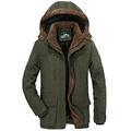 FHKGCD Plus Size 5Xl 6Xl Winter Jacket Men Outerwear Thicken Fleece Warm Windproof Coat Mens Windbreaker Hooded Jackets,Army Green,XXL