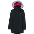 Trespass Girls Fame Waterproof Parka Jacket Coat Black 3-4 Yrs