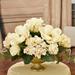 Floral Home Decor Cream Magnolia & Hydrangea Silk floral Centerpiece in Embossed Oval Vase. Faux Silk | 18 H x 22 W x 17 D in | Wayfair AR441