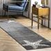 White 72 x 24 x 0.43 in Area Rug - Rosecliff Heights Quinto Gray/Black Area Rug, Synthetic | 72 H x 24 W x 0.43 D in | Wayfair