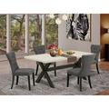 Sand & Stable™ Rigby 5 - Piece Rubberwood Solid Wood Dining Set Wood/Upholstered in White/Black/Brown | Wayfair 2709B737DB41448B9A17216FED021CFA