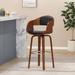 Corrigan Studio® Swivel 30.25" Bar Stool Wood/Upholstered/Leather in Black | 41.75 H x 19.5 W x 18.5 D in | Wayfair