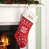 The Holiday Aisle® Knit Snowflake w/ Custom Name Stocking Cotton in Red/White | 17 H x 11 W in | Wayfair BC47A4E5266342F9908544D0708BE93A