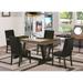 Wildon Home® Ashington 5 - Piece Rubberwood Solid Wood Dining Set Wood/Upholstered in Black/Brown | Wayfair 60E455FA68104BAEB298A587232E7DA2