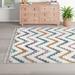 128 x 94 x 1.18 in Rug - Mistana™ Teen Mercedes Chevron Power Loom White/Blue/Orange/Pink Rug, Polypropylene | 128 H x 94 W x 1.18 D in | Wayfair