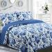 Charlton Home® Sanatoga Reversible Eclectic 3 Piece Quilt Set Cotton in Blue/White | Queen Quilt + 2 Standard Shams | Wayfair