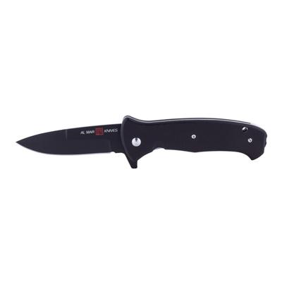 Al Mar Knives S.E.R.E. 2020 Night G Series Folding Knife Spring Assist D2 Ti-Black 3.6 in Traditional G10 Black AMK2206