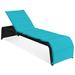 Costway Patio Rattan Lounge Chair Back Adjustable Chaise Recliner with Cushioned-Turquoise