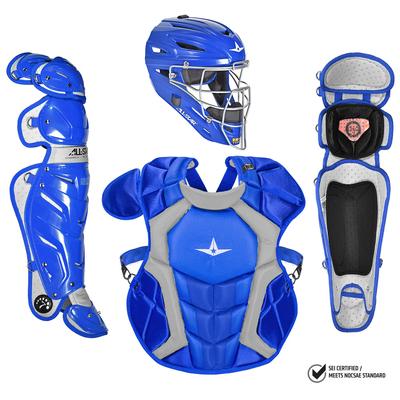 All Star System7 NOCSAE Certified Adult Pro Baseball Catcher's Kit Royal