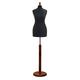 Female Tailors Dummy Black Size 16 Dressmakers Fashion Students Mannequin Display Bust With A Dark Wood Round Base