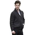 Aran Crafts Men's Irish Cable Knitted Ribbed Shawl Cardigan (SH4627-XL-CHAR) Charcoal