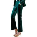 MUCOO Women Pull On Stretch Work Office Business Straight Trousers Classic Formal Suit Pants, Green, S