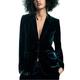 MUCOO Womens Casual Work Office Blazer Buttons Long Sleeve Tailored Suits Jackets, Dark Green, M