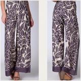 Anthropologie Pants & Jumpsuits | Anthropologie Leifnotes Lotus Flare Floral Pants | Color: Gray/White | Size: 6