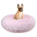 Signature Luxury Extra Plush Faux Fur Bagel Dog Bed, 42" L X 42" W X 10" H, Bubble Gum, Large, Pink