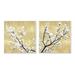 Dakota Fields White Cherry Blossom Branches over Neutral Tan by Kate Bennett - 2 Piece Painting Print Set in Brown | 12 H x 12 W x 0.5 D in | Wayfair