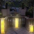 Techko Solar Classic Zen Three LED Outdoor Lanterns Japanese Style (3 Piece Different Sizes) Plastic | 33.4 H x 9.45 W x 9.45 D in | Wayfair