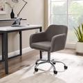 Ebern Designs Kulik Modern Sherpa Adjustable Task Chair Upholstered in Gray/Brown | 34 H x 23.25 W x 24 D in | Wayfair