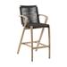 Wade Logan® Aleksandrina Outdoor Counter or Bar Height Bar Stool w/ Arms in Eucalyptus & Rope in Gray/Black | Wayfair