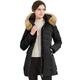 Orolay Women's Puffer Coat Faux Fur Trim Hood Down Jacket Jet black M