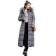 MISSMAOM Ladies Long Padded Puffer Coat Winter Warm Cotton Quilted Jacket Parka Slim Fit Down Jacket with Faux Fur Hood,Grey,XS