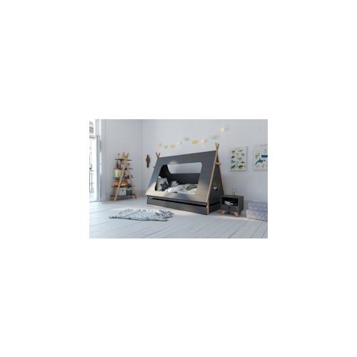 Möbilia Bett | Kinderbett in Zeltform | B 215 x T 105 x H 165 cm | grau / natur