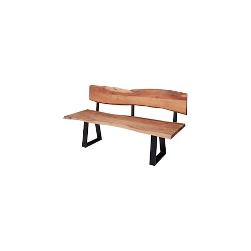 WOHNLING Esszimmerbank GAYA 180cm Essbank mit Lehne Baumkante Sitzbank Bank Holz