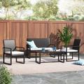 Zipcode Design™ Thea 4 Piece Complete Patio Set w/ Cushions Synthetic Wicker/All - Weather Wicker/Wicker/Rattan in White | Wayfair