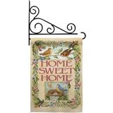 Breeze Decor Welcome Birds Spring Time 2-Sided Polyester 18.5 x 13 in. Flag Set in Brown | 18.5 H x 13 W x 1 D in | Wayfair