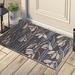 Red Barrel Studio® First Impression Floral Garden Rubber 30 in. x 18 in. Non-Slip Outdoor Door Mat Rubber in Black/Gray | Wayfair