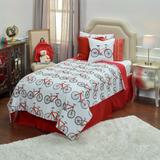 "Bicycle Bed Red 68"" x 86"" Comforter ( Bicycle Red In Twin ) - Rizzy Home CFSBT1982REWH6886"